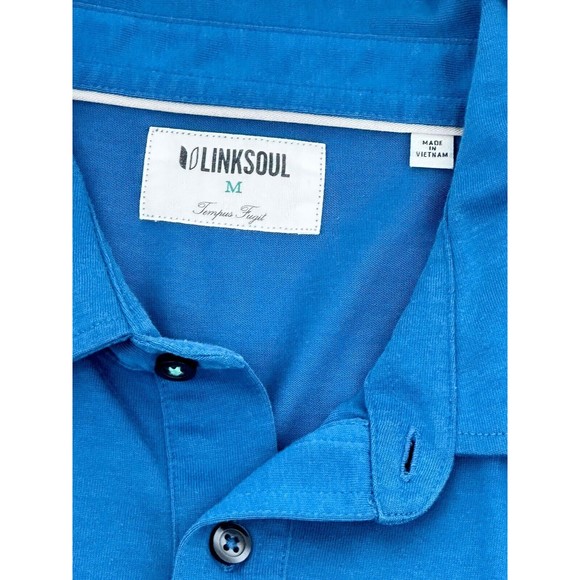 Button Polo Shirt Mens M Blue Short Sleeve Short Sleeve EUC - Picture 3 of 7